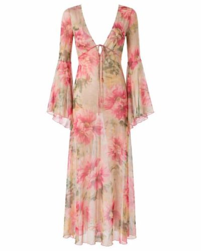 ASOS DESIGN angel sleeve sheer beach maxi dress in floral print