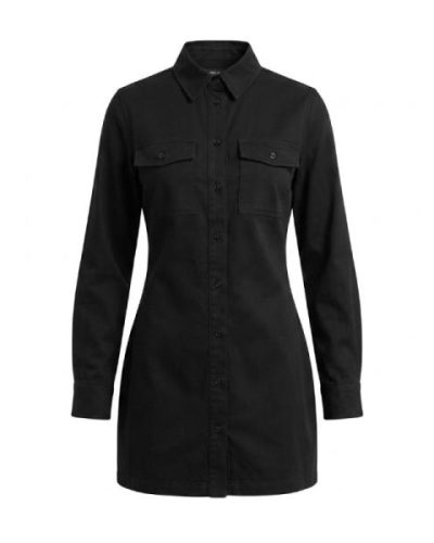 Asos Design Petite twill mini shirt in black