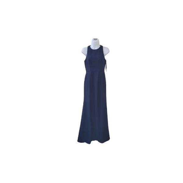 TFNC Bridesmaid bow back maxi dress in navy blue