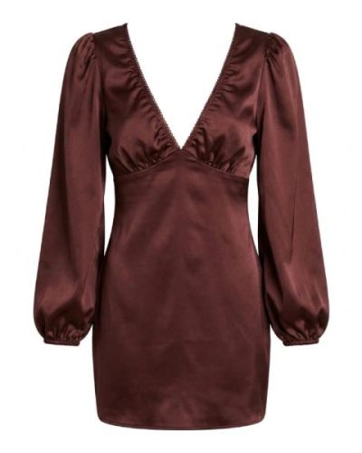 ASOS DESIGN v front satin mini dress with picot trim in green