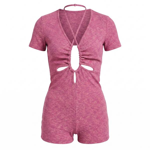ASOS DESIGNPetite Space Dye Cut Out Ruched Playsuit