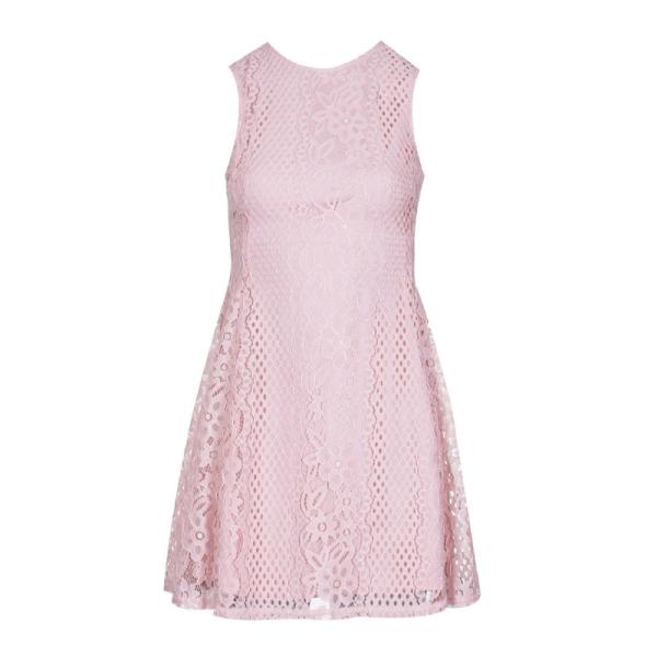 ASYOU lace up detail skater dress in print