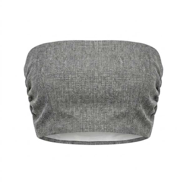 Topshop square neck gathered corset in grey marl