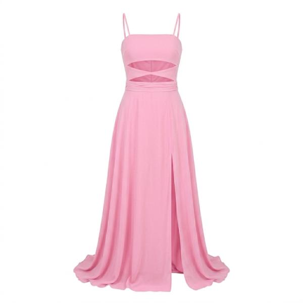 Simmi strappy bandeau maxi dress with cut out detail in pink