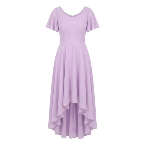 Maya dress with high low hem in lilac