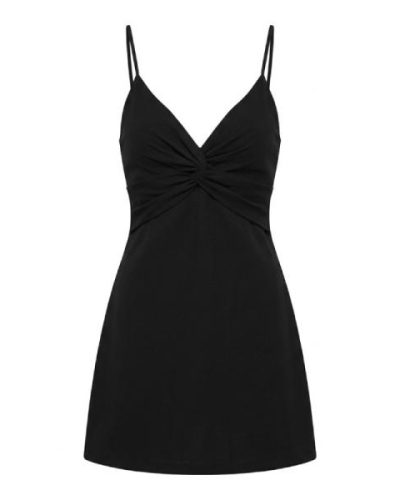 ASOS DESIGN strappy twist detail mini dress in black
