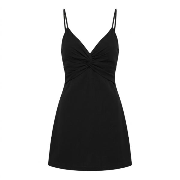 ASOS DESIGN strappy twist detail mini dress in black