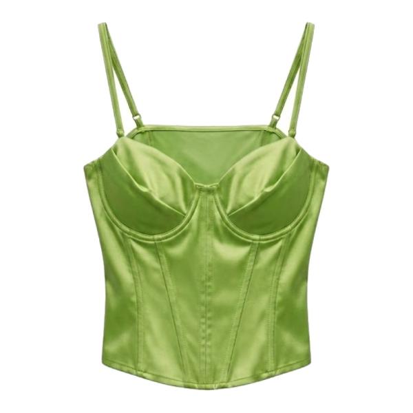 ASOS DESIGN satin cowl neck cami with seam detail in jasmine green
