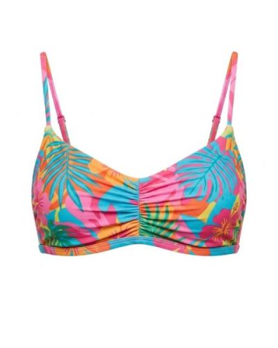 ASOS DESIGN ruched liner bra top in bright tropical