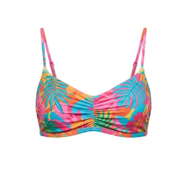 ASOS DESIGN ruched liner bra top in bright tropical