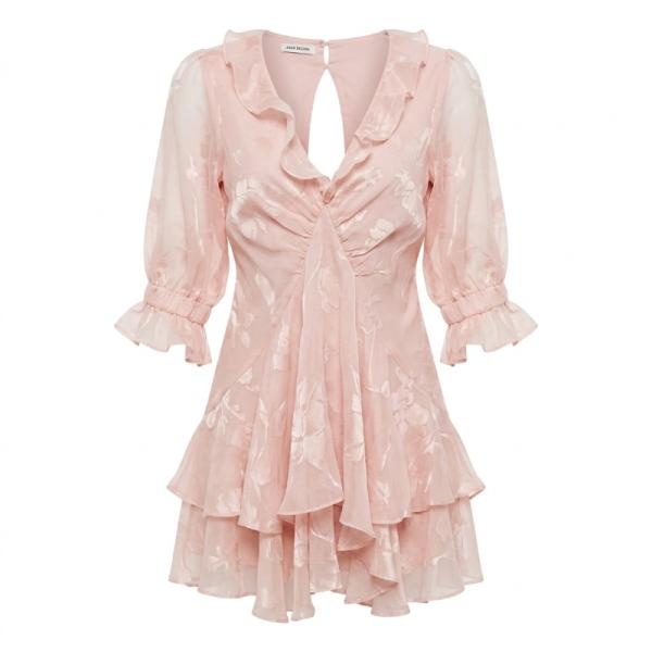 ASOS DESIGN Petite ruffle detail mini dress with godet layered skirt in satin floral in TBC