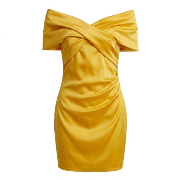 ASOS DESIGN off shoulde satin drapped