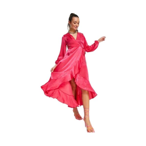 Flounce London satin cross wrap bust mini dress