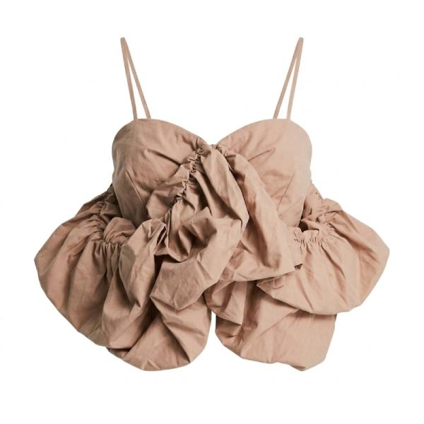 ASOS LUXE co-ord cotton bubble bardct crop top