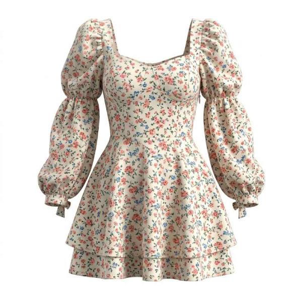 In The Style dani dyer cream floral puff sleeve mini dress