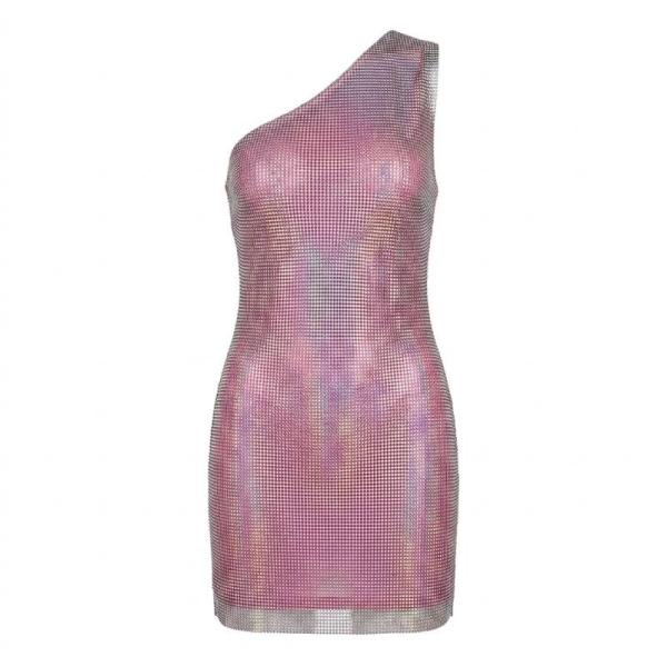 ASYOU One Shoulder holographic chainmail detail