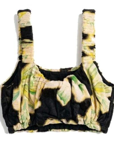 ASOS DESIGN ruched linen bra top in bright tropical