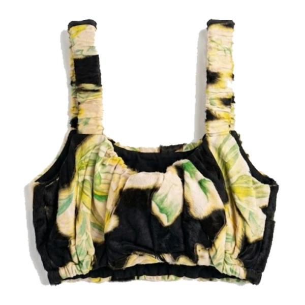ASOS DESIGN ruched linen bra top in bright tropical
