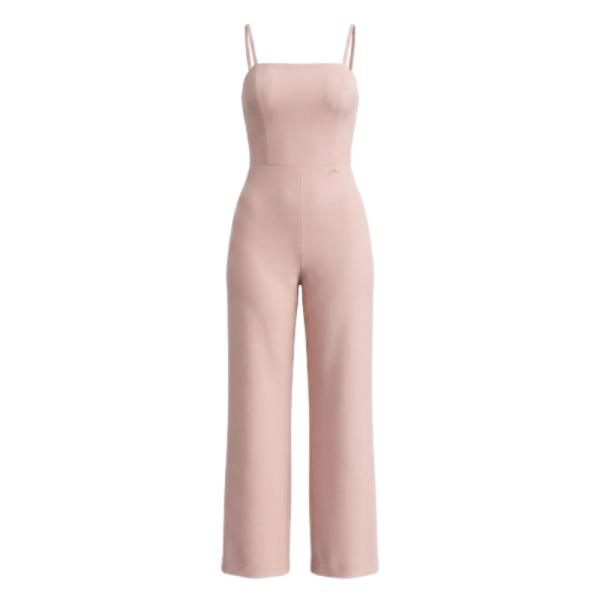 ASOS DESIGN scuba fan bandeau jumpsuit in dusky rose
