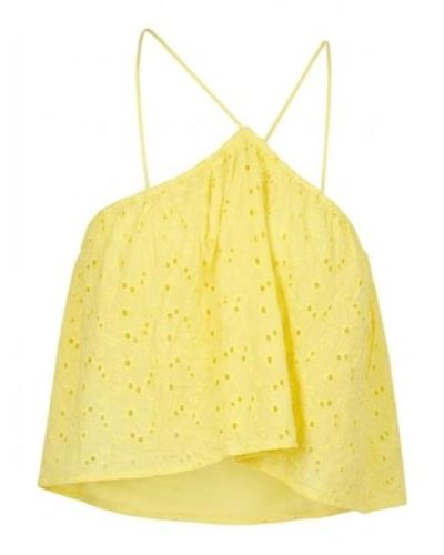 ASOS DESIGN strappy smock broderie cami in yellow