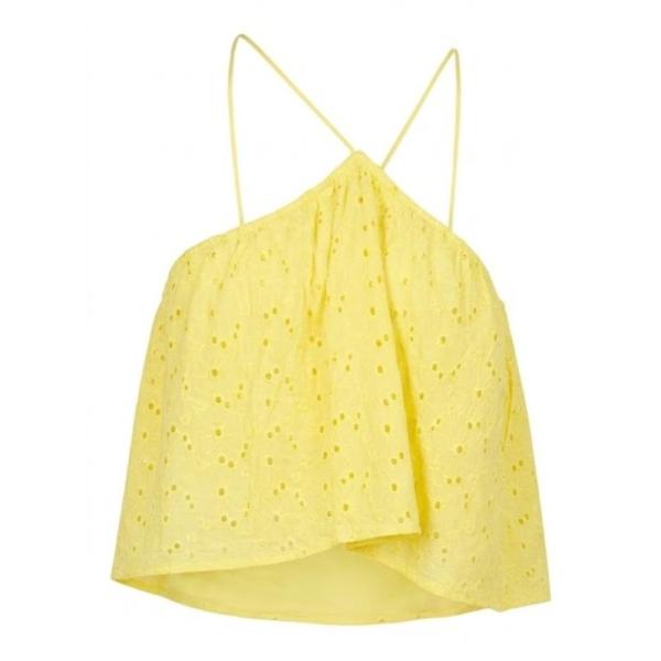ASOS DESIGN strappy smock broderie cami in yellow