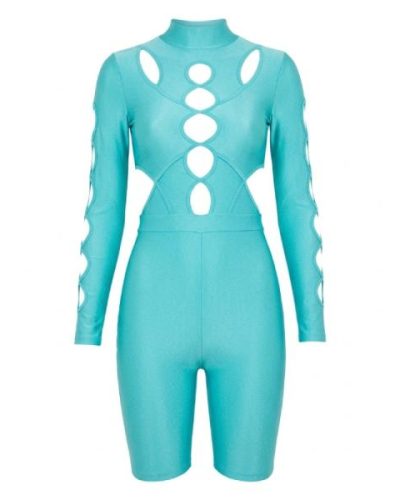 ASYOU festival cut out unitard in aqua