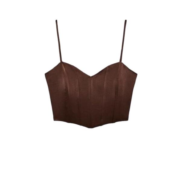 ASOS DESIGN linen v neck mini slip dress in rust