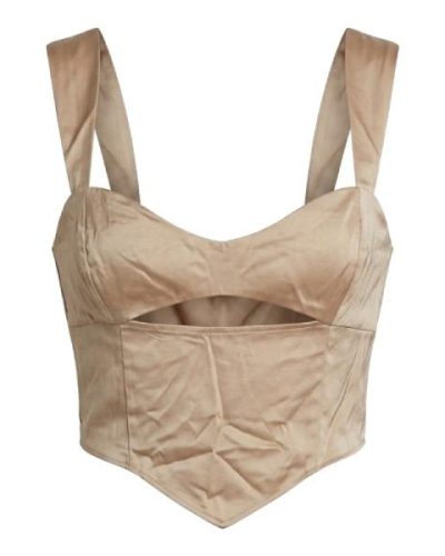 Topshop satin corset cut out top in stone