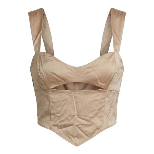 Topshop satin corset cut out top in stone