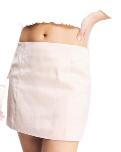 Miss Selfridge satin low rise mini skirt co-ord in soft pink