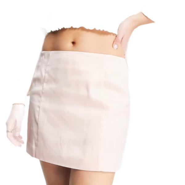 Miss Selfridge satin low rise mini skirt co-ord in soft pink