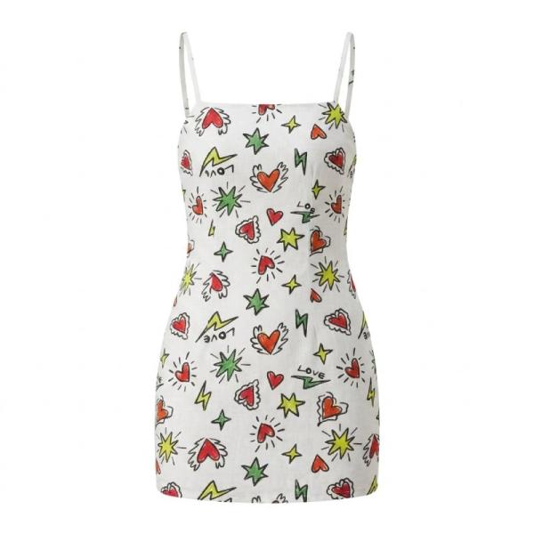 ASOS DESIGN square neck mini slip sundress in scribble heart
