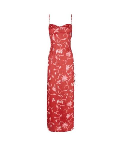 Urban Revivo ruched bodice midi dress in Orange & yellow