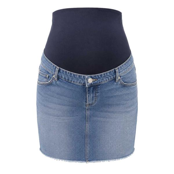 Bandia Maternity denim mini skirt with removeable band