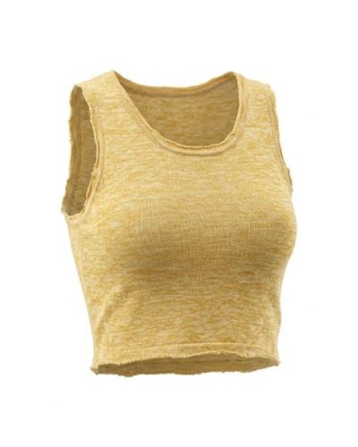 ASOS DESIGN raw edge fine knit crop tank in yellow marl