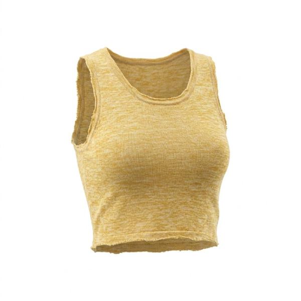 ASOS DESIGN raw edge fine knit crop tank in yellow marl