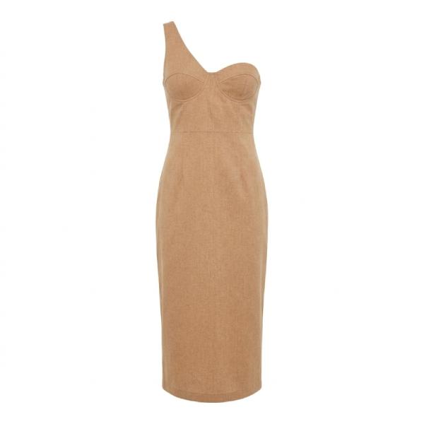 ASOS DESIGN one shoulder seamed bust midi