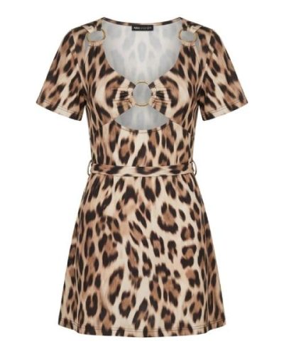 ASOS DESIGN mini t-shirt dress with gold ring trim