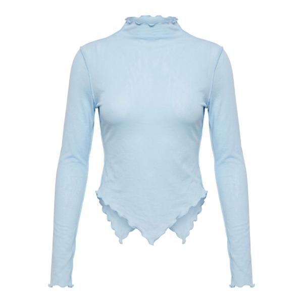 ASOS DESIGN onion skin top with pointed lettuce hem in baby blue