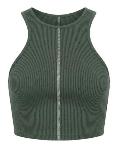 ASOS DESIGN racer crop top with seam detail in rib