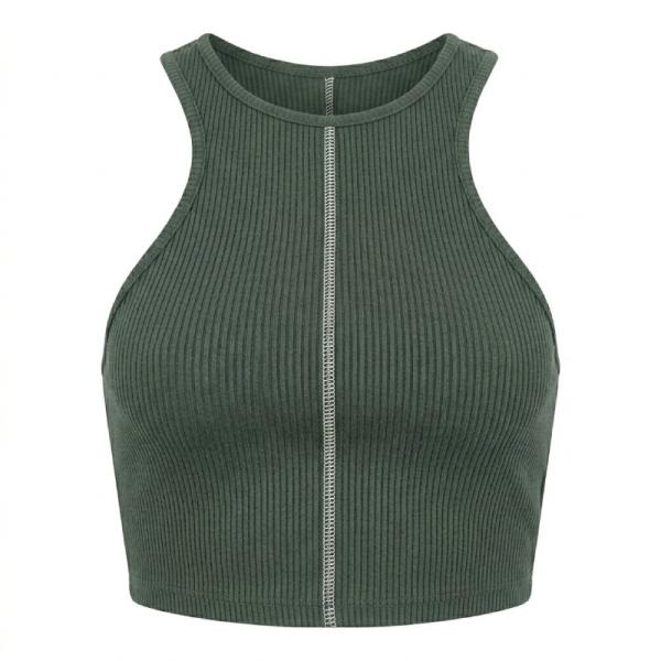ASOS DESIGN racer crop top with seam detail in rib