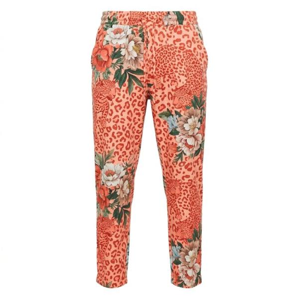 ASOS DESIGN MADE IN KENYA tapered floral print trouser in coral animal print