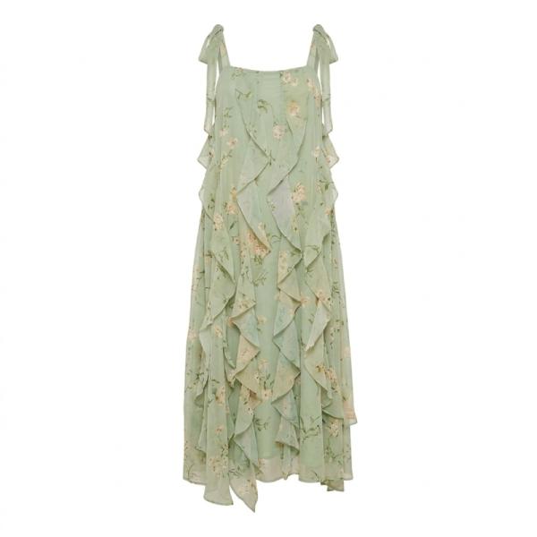 ASOS DESIGN ruffle midi dress with floral
