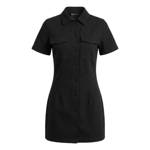 ASOS DESIGN Petite twill mini shirt dress in black