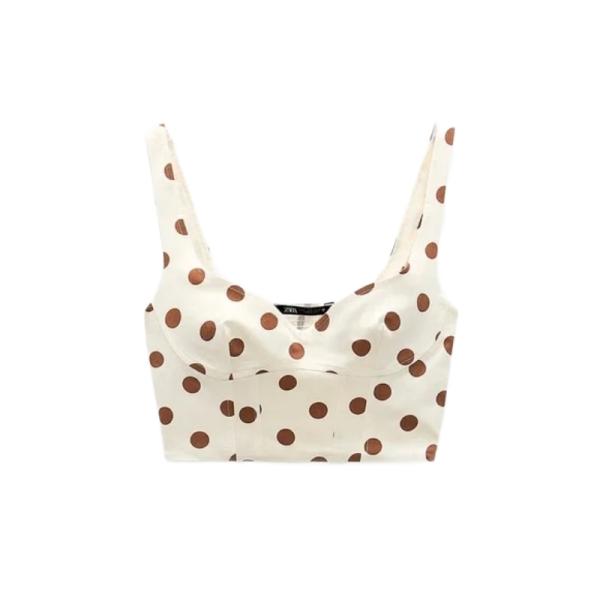 ASOS DESIGN Petite denim pinny top in spot print co-ord