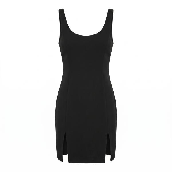 ASOS DESIGN structured scoop mini dress with split detail in