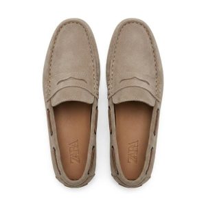 ZARA suade loafers in light brown