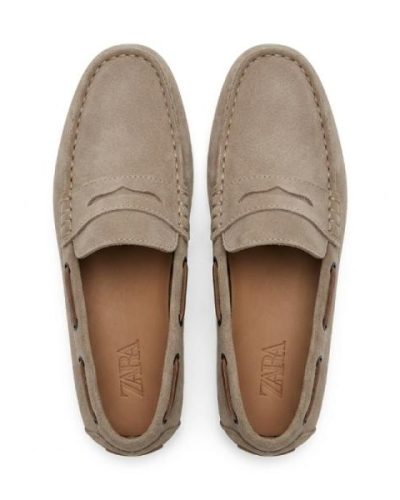 ZARA suade loafers in light brown