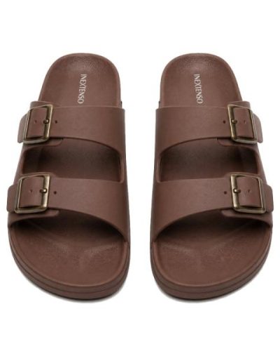 INEXTENSO Buckled slides in Brown