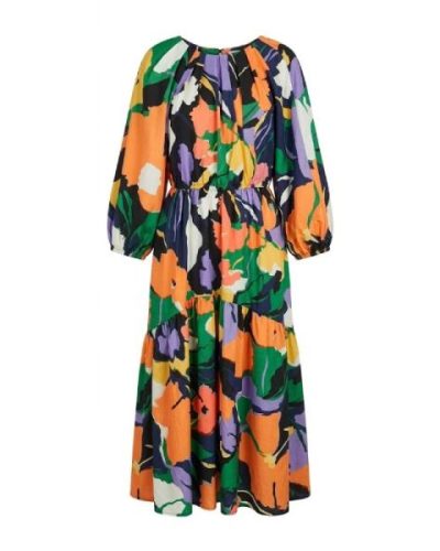 Asos Edition Volume sleeve midi dress with cut out back in abstract print